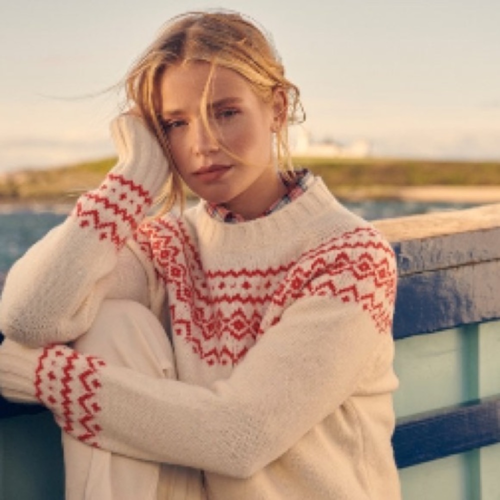 Barbour Driftwood Fair Isle Sweater Red/White 8